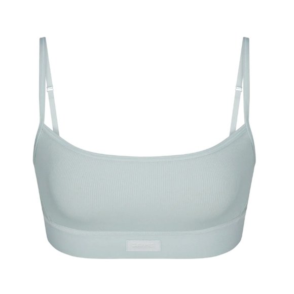 SKIMS Cotton Rib Scoop Bralette Frost Limited Edition Large NEW - Picture 2 of 7